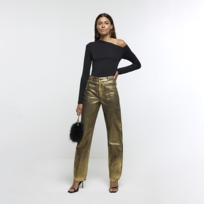 Gold 2024 stripe jeans