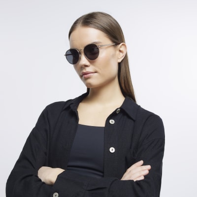 Gold Retro Metal Round Sunglasses
