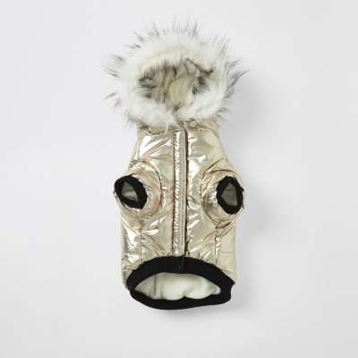 river island puffer jacket with faux fur hood