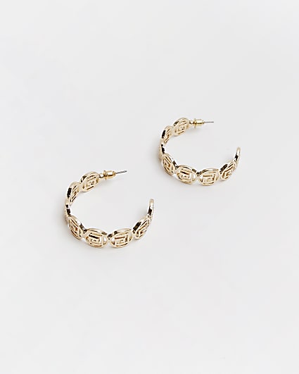 Gold RI monogram hoop earrings