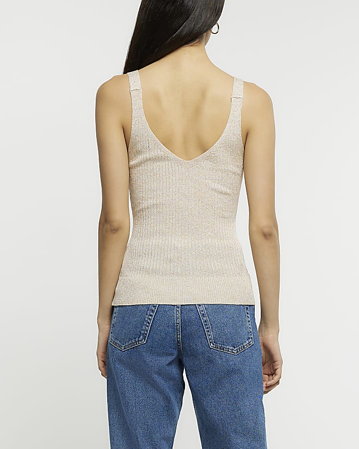 Gold ribbed knitted vest