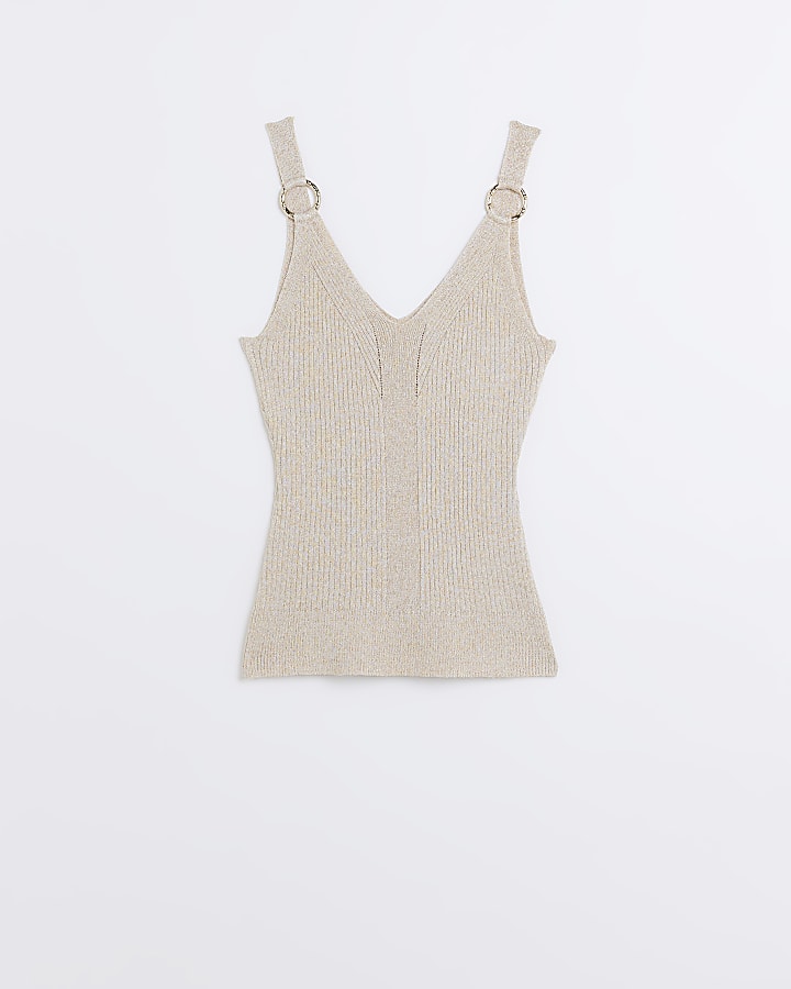 Gold ribbed knitted vest