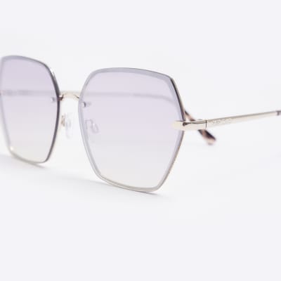Gold Rimless Glitter Sunglasses