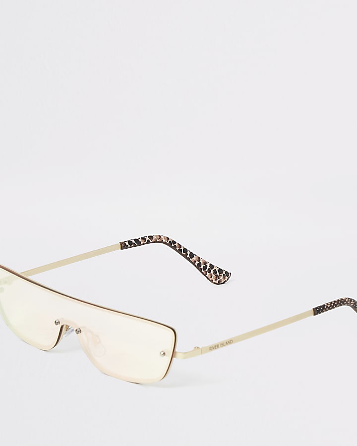 Gold rimless small visor sunglasses