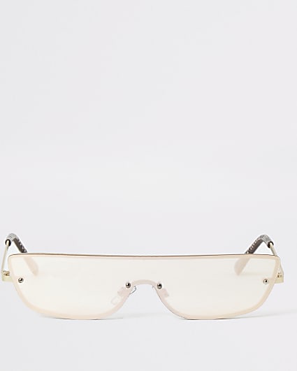 Gold rimless small visor sunglasses