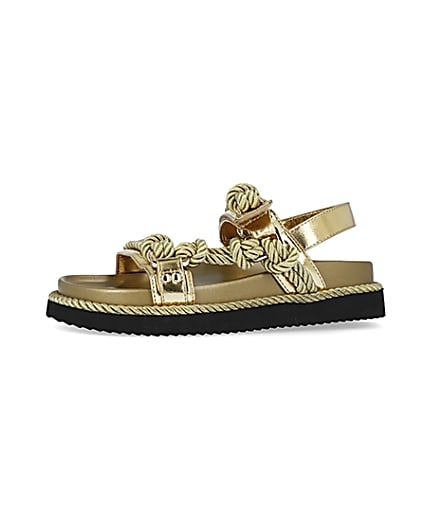 360 degree animation of product Gold rope detail chunky sandals frame-2