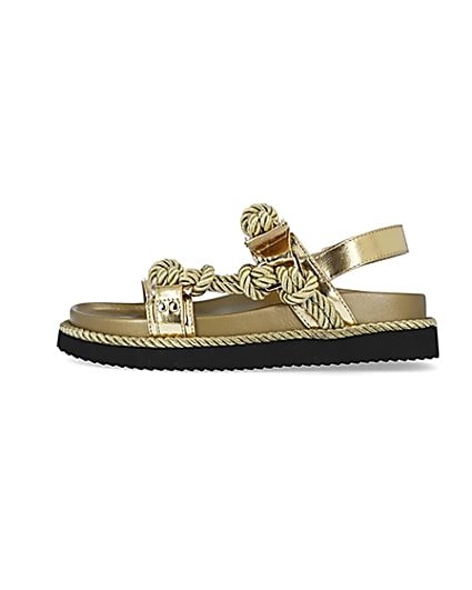 360 degree animation of product Gold rope detail chunky sandals frame-3