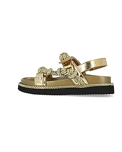 360 degree animation of product Gold rope detail chunky sandals frame-4
