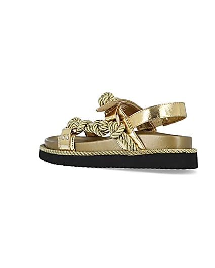 360 degree animation of product Gold rope detail chunky sandals frame-5