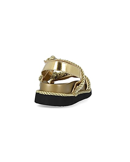 360 degree animation of product Gold rope detail chunky sandals frame-10