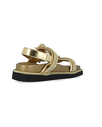 360 degree animation of product Gold rope detail chunky sandals frame-12