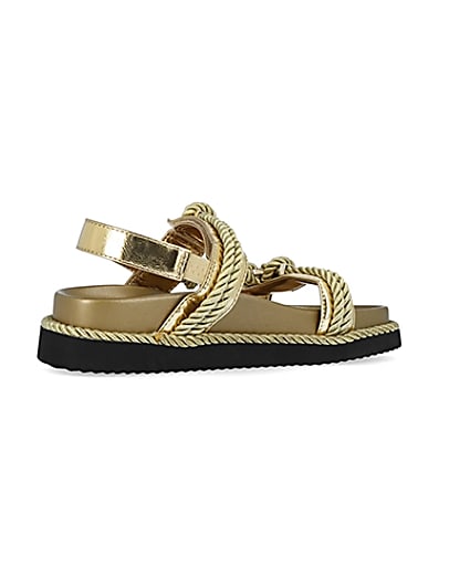 360 degree animation of product Gold rope detail chunky sandals frame-13