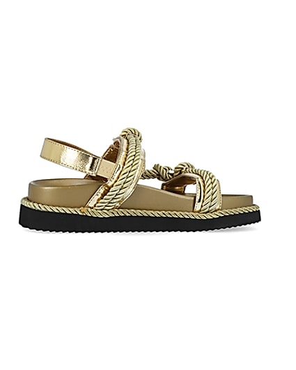 360 degree animation of product Gold rope detail chunky sandals frame-14