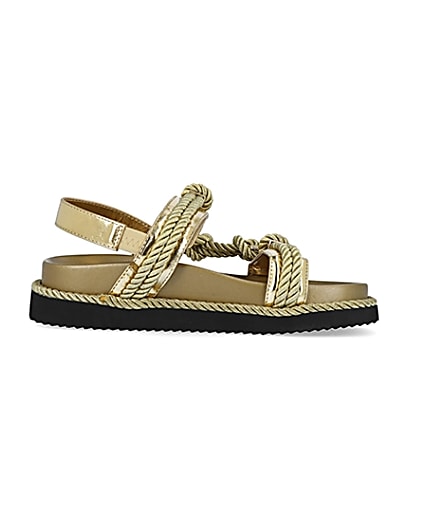 360 degree animation of product Gold rope detail chunky sandals frame-15