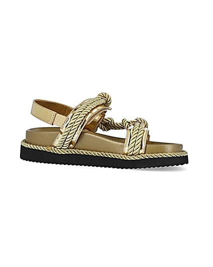 360 degree animation of product Gold rope detail chunky sandals frame-16