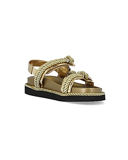 360 degree animation of product Gold rope detail chunky sandals frame-18