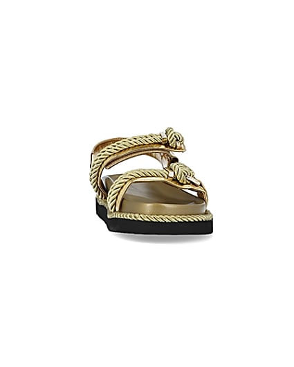 360 degree animation of product Gold rope detail chunky sandals frame-20