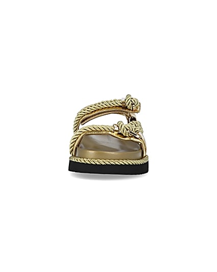 360 degree animation of product Gold rope detail chunky sandals frame-21