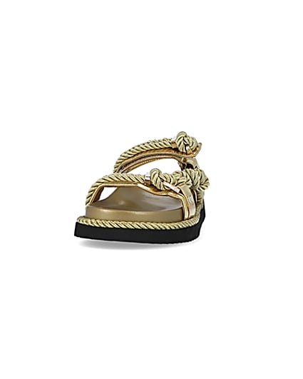 360 degree animation of product Gold rope detail chunky sandals frame-22
