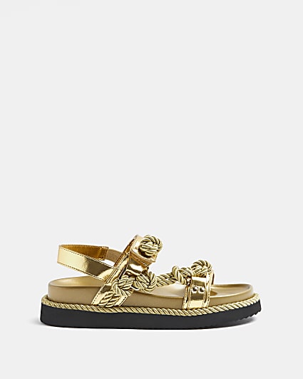 Gold rope detail chunky sandals
