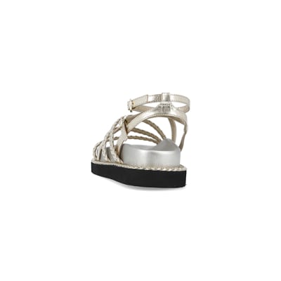 River island 2024 sandals gold