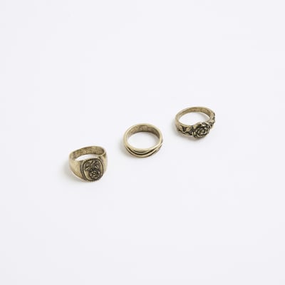 Gold Rose Burnished Pack Of 3 Rings