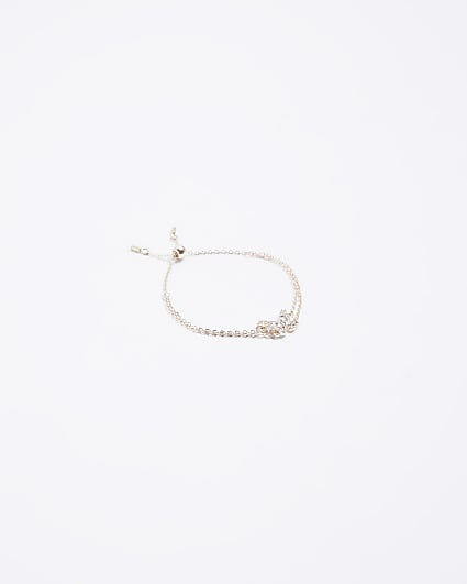 Gold rose butterfly diamante bracelet