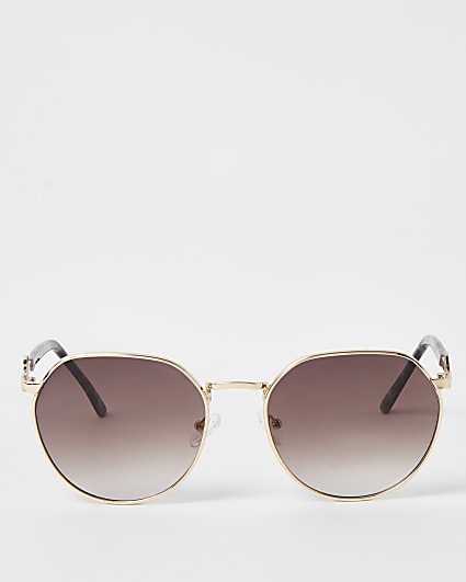Gold round oversized sunglasses