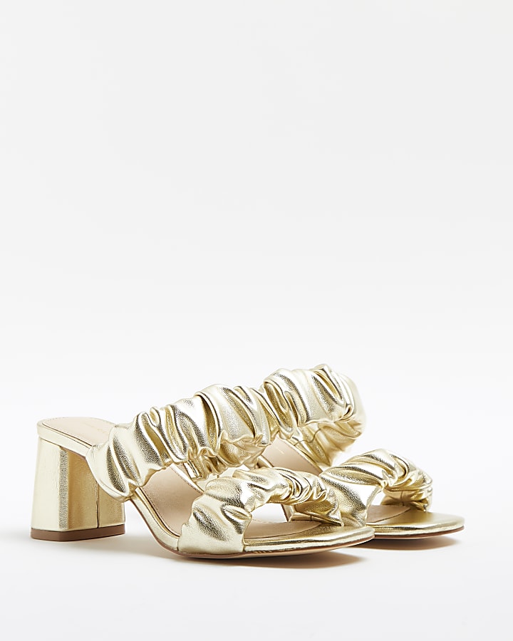 Gold ruched sandals