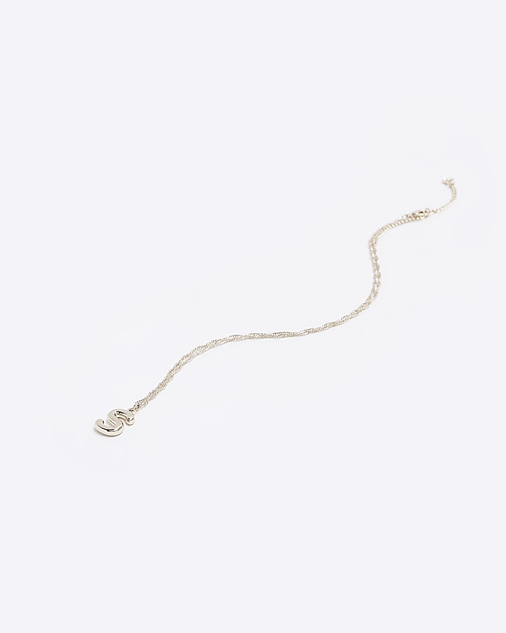 Gold "S" initial charm necklace