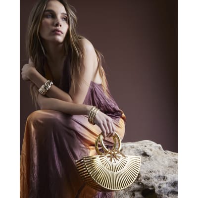 Gold Semi Circle Ring Basket Bag
