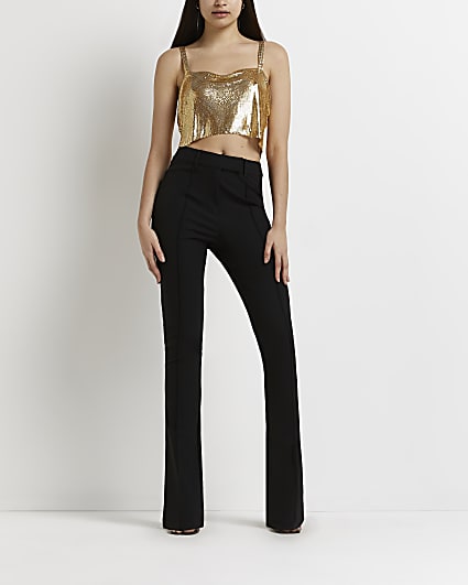 Gold sequin cropped top