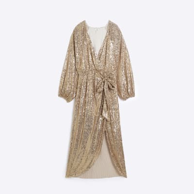 Gold sequin dress river island hotsell