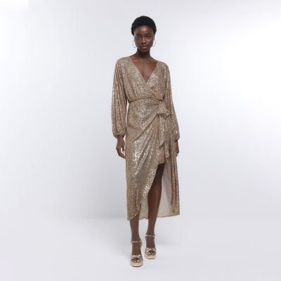 plus size gold sequin dress