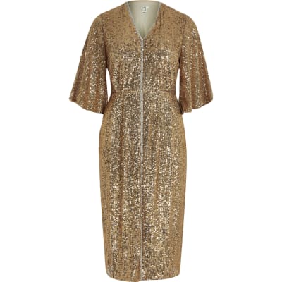 river island gold sequin dress