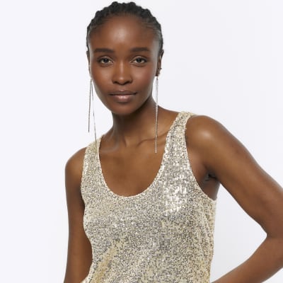 Gold sparkle hotsell tank top