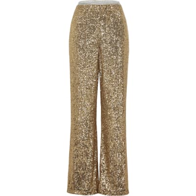 gold sequin sweatpants