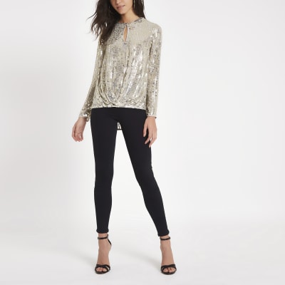 gold sparkly long sleeve top