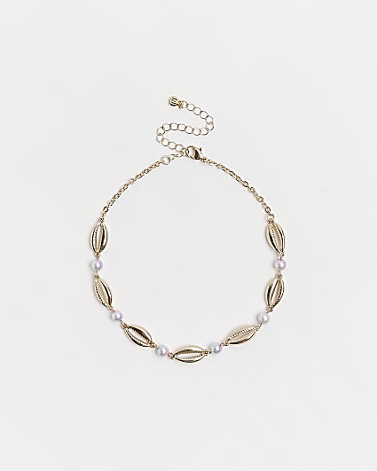 Gold shell choker necklace
