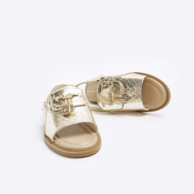 Gold sling back sandals