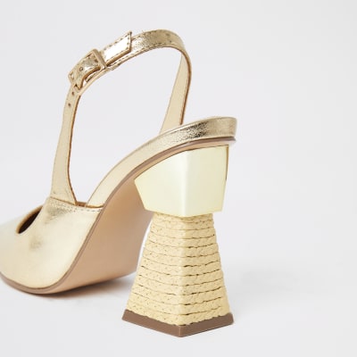 river island gold court shoes