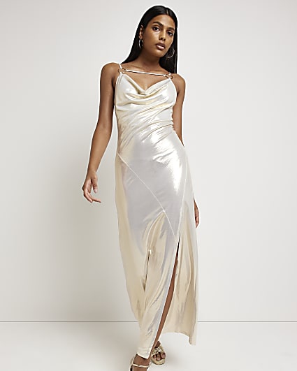 Gold slip maxi dress