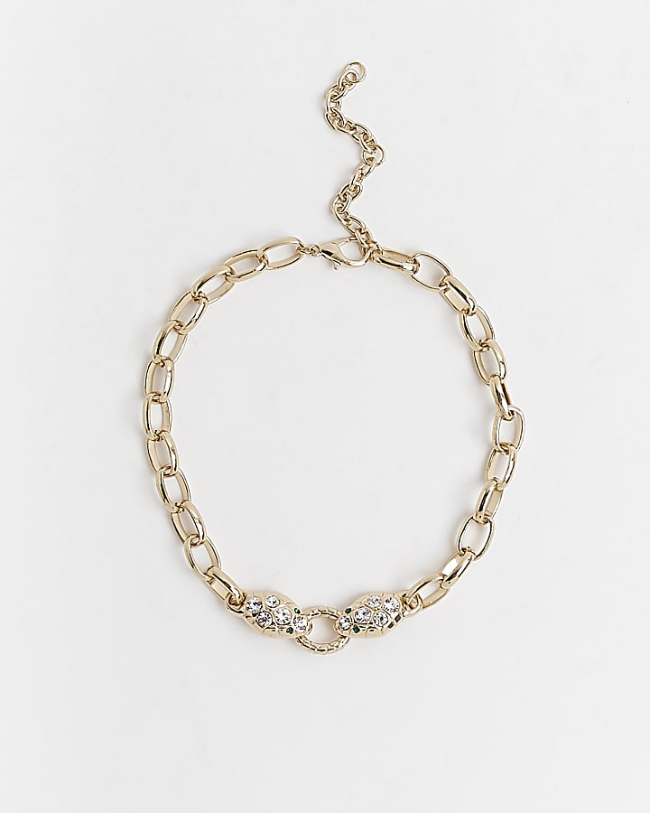 Gold snake choker necklace