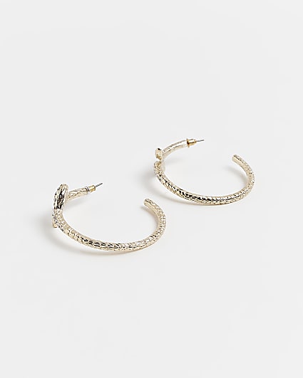 Gold snake hoop earrings