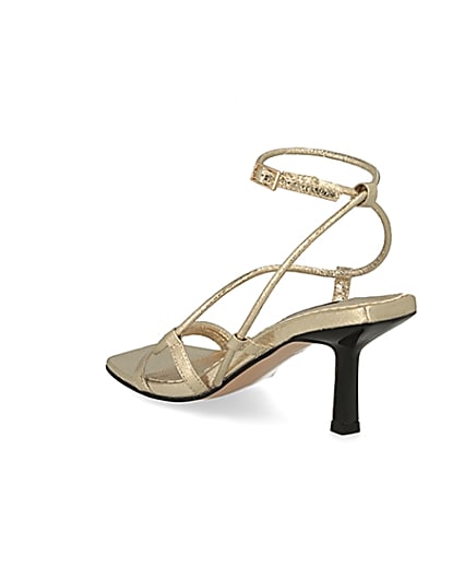 360 degree animation of product Gold square toe wide fit midi heel sandals frame-6