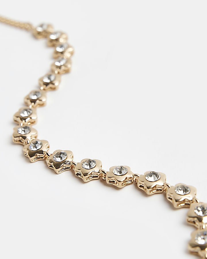 Gold star diamante choker necklace