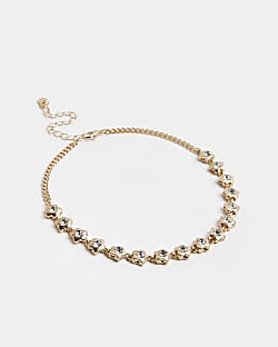 Gold star diamante choker necklace