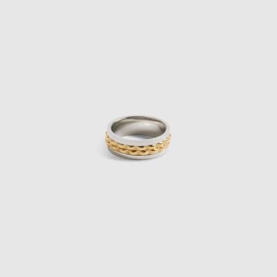 Gold Steel Mixed Metal Spinner Ring