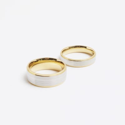Gold Steel Rings Pack of 2