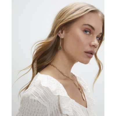 Gold Stick Drop Earrings